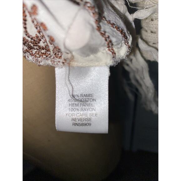 Nurture Cream Long Pullover Sweater Ramie Cotton Fringes Embroidery Sz Small - Picture 7 of 7